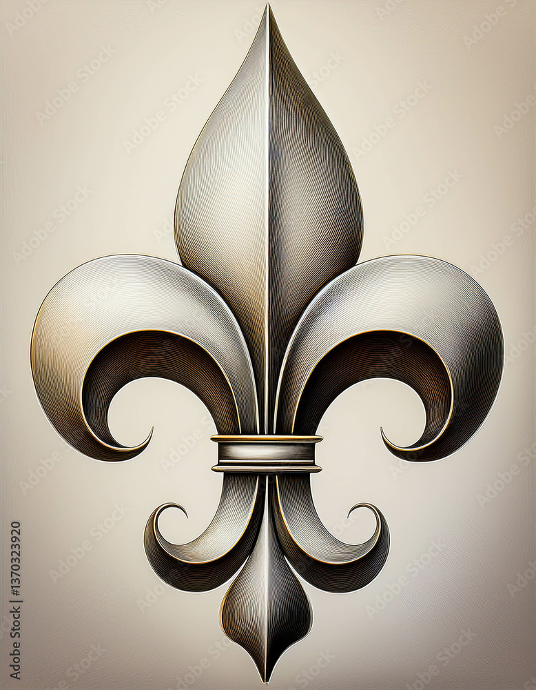 Fototapete elegant and intricate abstract fleur de lis design in a soft monochrome color scheme