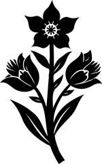 Abstract Floral Illustration in Black and White