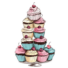 Whimsical Bakery and Tools in Doodle Style.