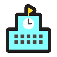 Black line icon set cut school life