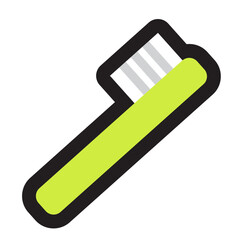 Black line icon set cut school life toothbrush