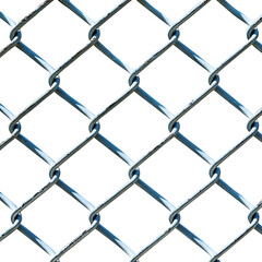 Metal Chainlink Fence Pattern on Transparent Background with Diamond Mesh Design