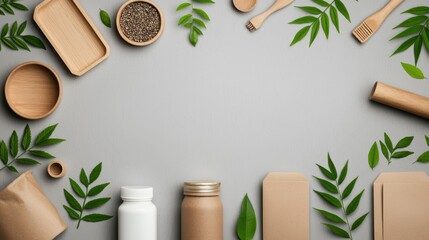 Eco-friendly packaging and natural materials arrangement
