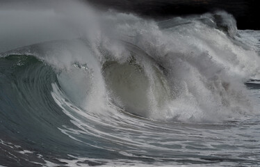 Strong sea with waves in Salinetas beach. Telde. Gran Canaria. Canary islands . Spain