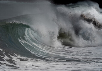 Strong sea with waves in Salinetas beach. Telde. Gran Canaria. Canary islands . Spain