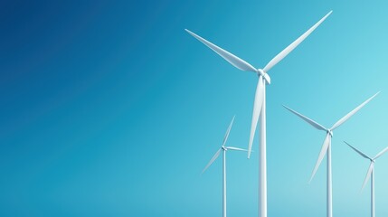 Fototapeta premium Modern wind turbines against a clear blue sky