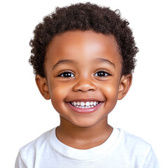 Naklejka premium Young African American child with a bright smile, isolated on a transparent background 
