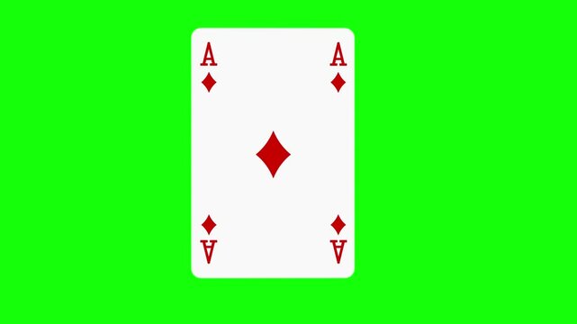 3d rendered animation of four aces on green screen