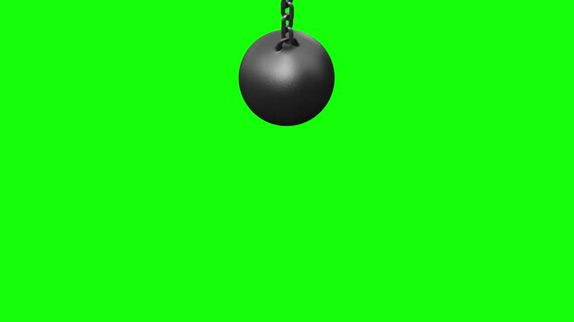 3D looped animation of a swinging wrecking ball