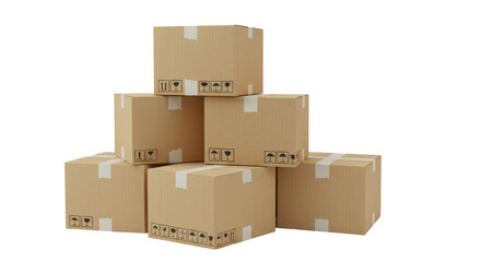 Isolated Stack of Cardboard Boxes