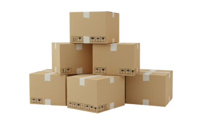 Isolated Stack of Cardboard Boxes