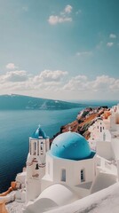 Santorini's Enchanting Blue Domes Overlooking the Aegean Sea