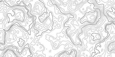Сoncept of a conditional geography scheme and the terrain path.The stylized height of the topographic contour in lines and contours.Black stroke on white background.Vector illustration.

