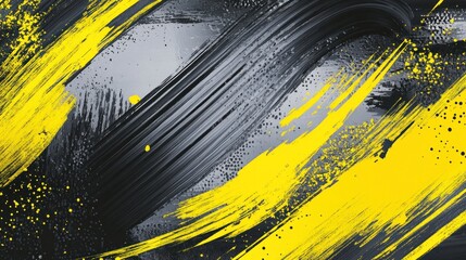 Abstract Art: Dynamic Yellow and Black Brushstrokes