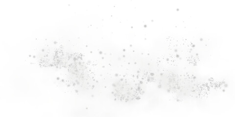 Magic white smoke with glitter and small particles of twinkling stars. Fog with luminous particles. White vapor with stardust. Morning fog over land or water surface, magic haze. Fog or smoke. PNG.