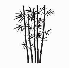 Bamboo plant silhouette vector illustration isolated on a white background 