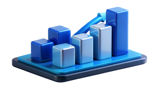 Transparent Digital 3D Stock Market Analysis in PNG with Growth Charts and Financial Investment Data. - Powered by Adobe