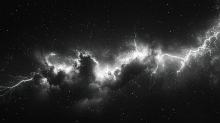 Cosmic Lightning Storm: A Monochromatic Celestial Dance