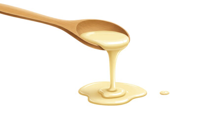 Isolated Spoon with Dripping Condensed Milk