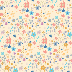Seamless pattern with small flowers for children's and women's clothing in vector on a white background