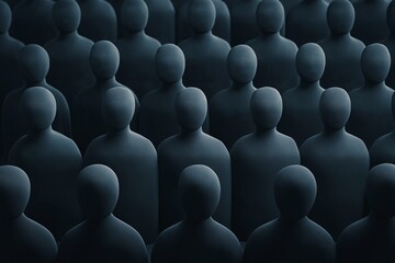 Obraz premium A dense crowd of dark figures creates a strong sense of unity, anonymity, and collective emotion.