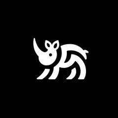 Obraz premium Modern minimalist negative space logo featuring a stylized rhinoceros in black and white for a unique branding identity