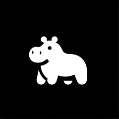 Fototapeta premium Modern minimalist logo design featuring a hippo in negative space on a black background for branding identity purposes
