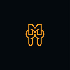 Mechanical wrench M letter company logo.