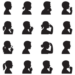 User icon vector set. Profile and people Silhouette Vector Black collection. with white background