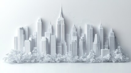 Monochromatic Metropolis: A Paper Cityscape