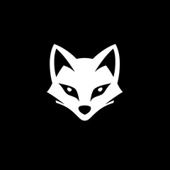 Obraz premium Creative negative space logo design featuring a minimalist white fox on a black background for modern branding identity