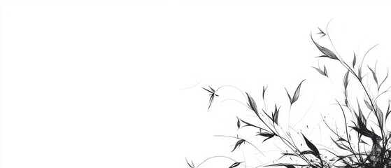 Fototapeta premium Elegant Bamboo Illustration on White Background for Minimalist Design