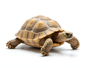Naklejka premium Tortoise on White: Reptile Close-Up