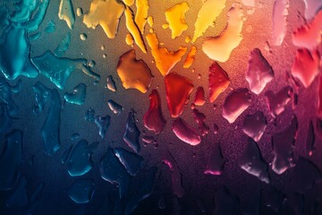 a captivating abstract composition featuring colorful water droplets