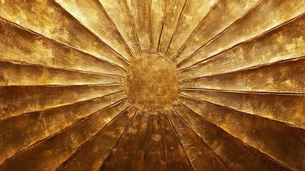an artistic golden sunburst design with radiating lines and a textured surface. The design evokes a sense of warmth and energy