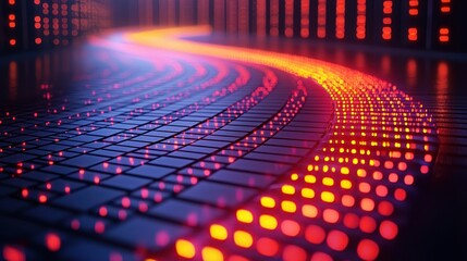 Abstract Digital Pathway: A Journey Through Illuminated Data Streams