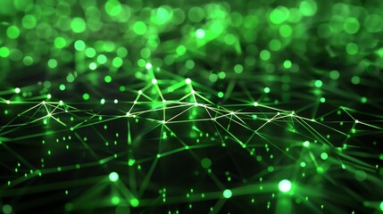 Obraz premium Elegant green flowing digital wave of particles. Abstract futuristic background. 3d rendering.