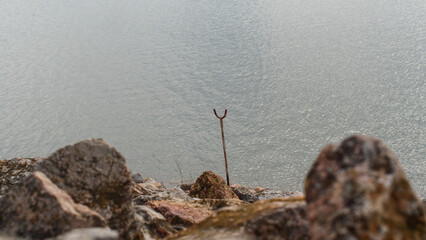Place for fishing and recreation on the lake shore, atmosphere, nature