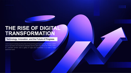 Digital Transformation Growth &ndash; Futuristic 3D Abstract Tech Background with Progress Arrow