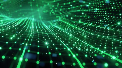 Abstract glowing green plexus background. 3d rendering.