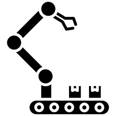 Automation Industry Glyph Icon, Automation Industry Icon – Industrial Technology, Robotics & Smart Manufacturing Symbol 