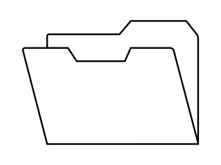 Hand drawn cute outline illustration of empty folder. Flat vector blank file archive line art doodle. Planning or time management icon. Office data storage. Catalog or organizer. Isolated.