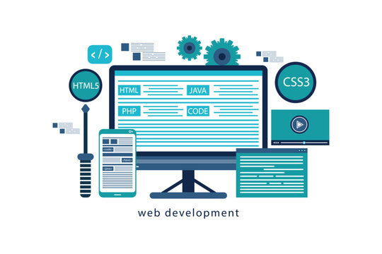 Web design and software development engineering programming and coding with UI UX application concept