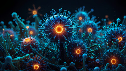 Fototapeta premium Fascinating Microscopic Image of Bacteria & Viruses