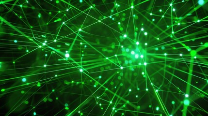 Fototapeta premium Glowing green neural network. Artificial intelligence. Plexus. 3D rendering.