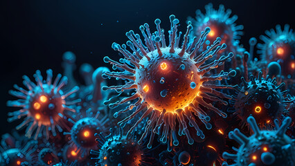 Fototapeta premium Fascinating Microscopic Image of Bacteria & Viruses