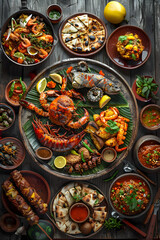 Fototapeta premium An Exotic Culinary Journey: Vibrant Spread of Traditional Zanzibar Dishes