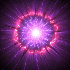 中心から紫色の電撃が放射状に広がるスタイリッシュな背景 - アニメやゲームの戦闘シーン、魔法の発動イメージに