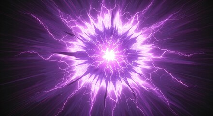 中心から紫色の電撃が放射状に広がるスタイリッシュな背景 - アニメやゲームの戦闘シーン、魔法の発動イメージに