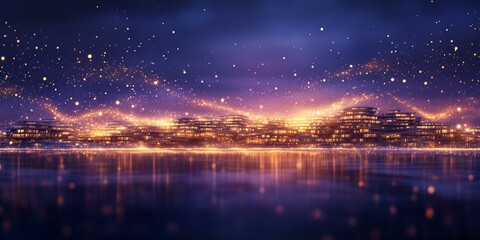 Obraz premium A vibrant nebula with flowing colors of orange, pink, purple, and blue against a starry dark space